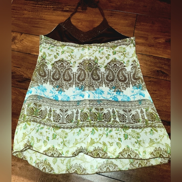 Y2k Boho Crochet Halter Top by Speechless size Medium Brown Teal Blue - Picture 2 of 6
